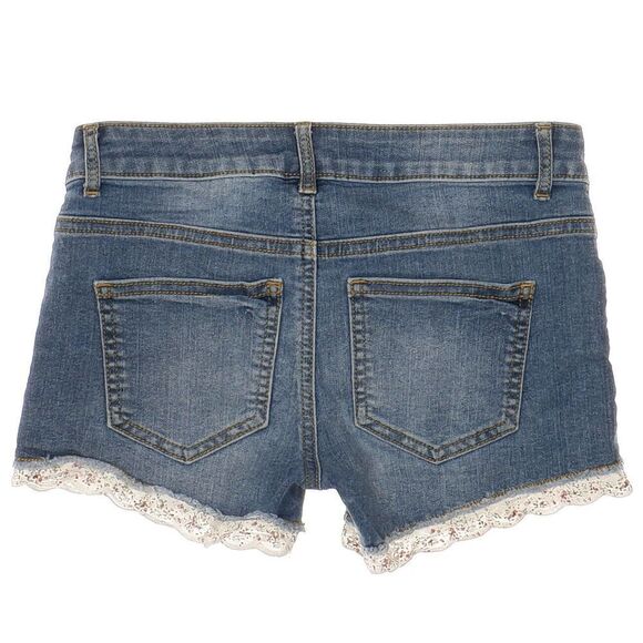 No Boundaries Shorts Juniors Size 1 W26 Blue Jean Distressed Denim Stretch - Picture 3 of 7